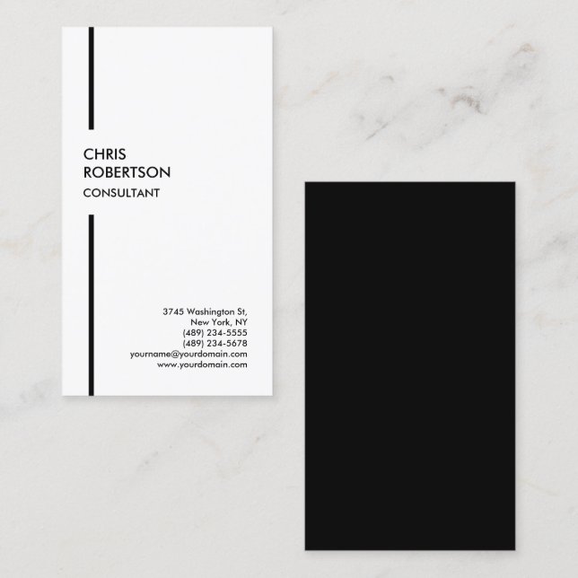 Exclusive Special Black & White Modern Plain Business Card (Front/Back)