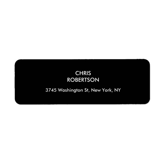 Exclusive Special Black White Modern Plain Return Address Label (Front)