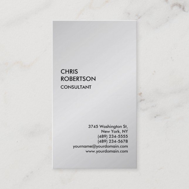Exclusive Special Grey Modern Unique Minimalist Business Card (Front)