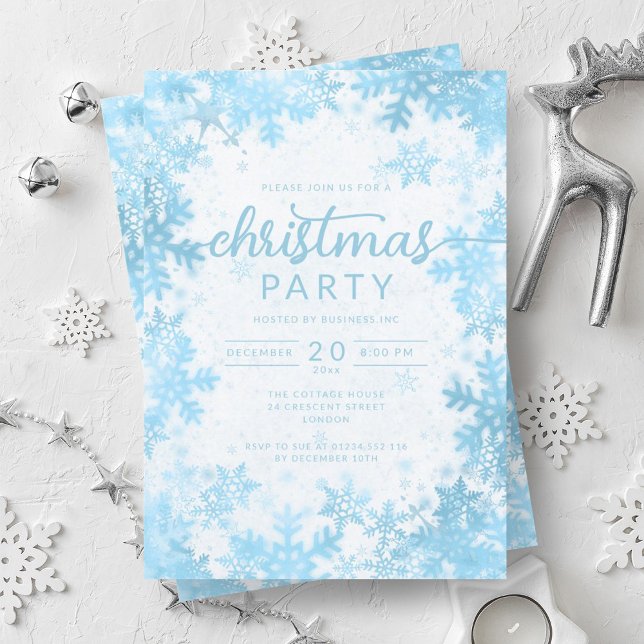Exclusive Turquoise Snowflakes Company Christmas  Invitation (Exclusive Turquoise Snowflakes Company Christmas Invitation)
