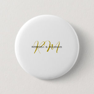 Exclusive Unique Gold Colour Monogram Modern Name 6 Cm Round Badge