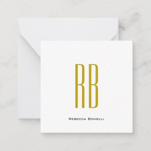 Exclusive Unique Gold Colour Monogram Modern Name Card (Front)