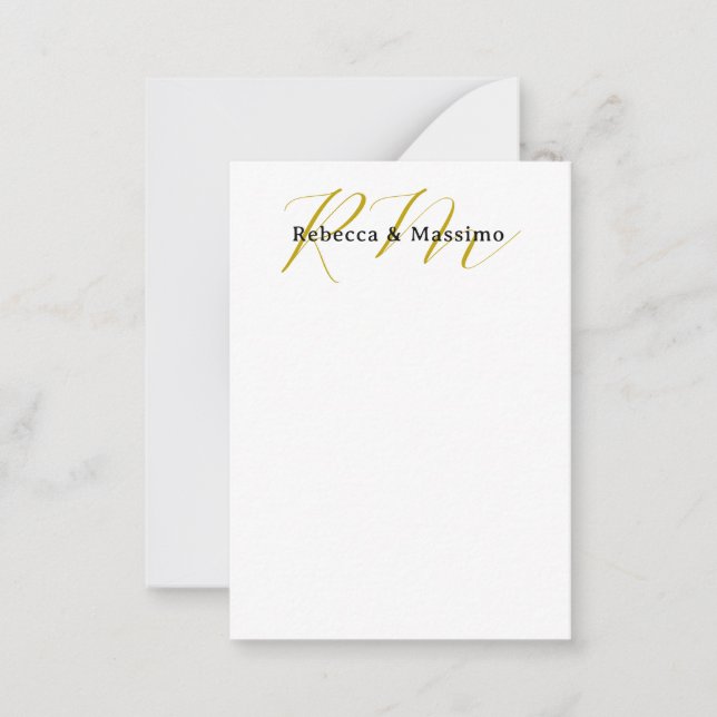 Exclusive Unique Gold Colour Monogram Modern Name Card (Front)
