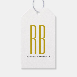 Exclusive Unique Gold Colour Monogram Modern Name Gift Tags