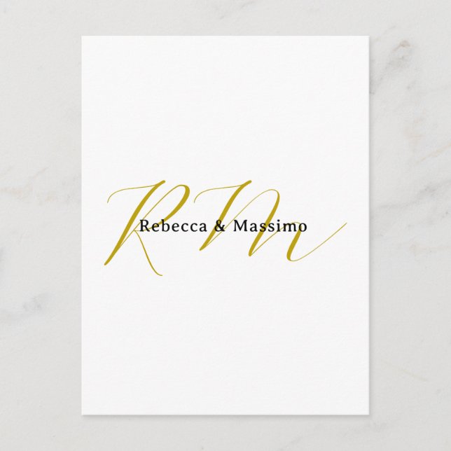 Exclusive Unique Gold Colour Monogram Modern Name Holiday Postcard (Front)