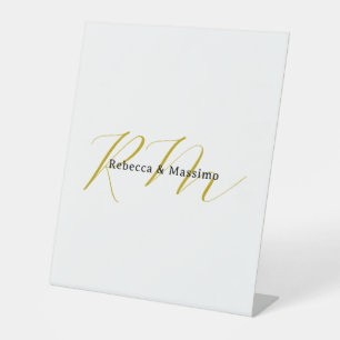 Exclusive Unique Gold Colour Monogram Modern Name Pedestal Sign