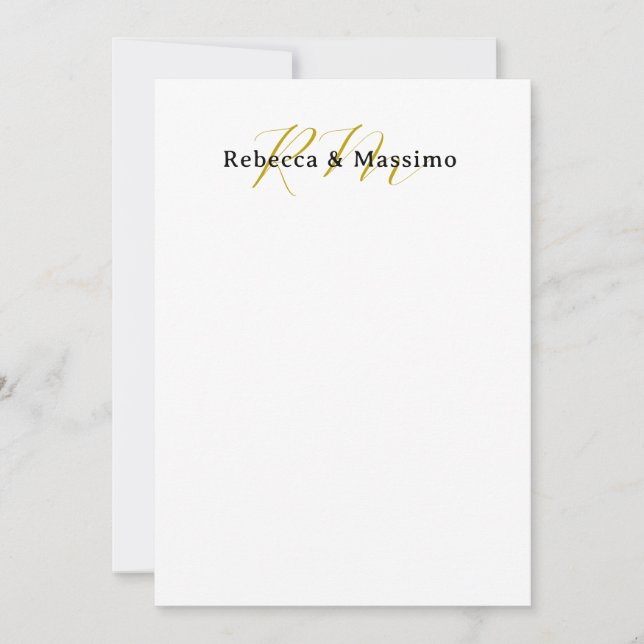 Exclusive Unique Gold Colour Monogram Modern Name Save The Date (Front)