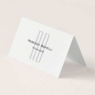 Exclusive Unique White Grey Monogram Modern Business Card