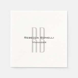 Exclusive Unique White Grey Monogram Modern Napkin