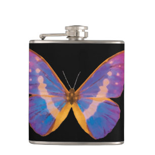 Excotic Butterfly Watercolor Hip Flask