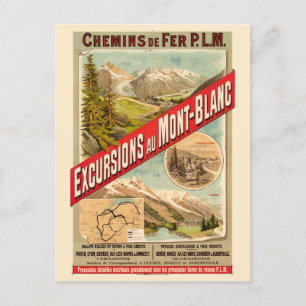 Excursions au Mont-Blanc Vintage Poster 1889 Postcard