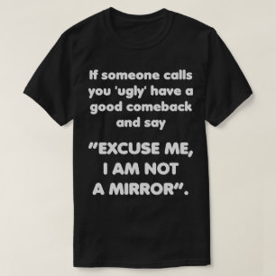 Excuse Me, I am Not a Mirror. Good Comeback Funny T-Shirt
