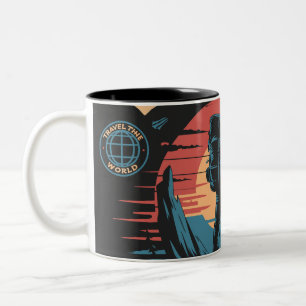 Excuse Me While I Travel The World Vintage Travel Two-Tone Coffee Mug