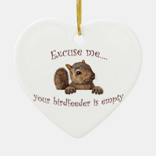 Excuse me...your birdfeeder is empty ceramic tree decoration