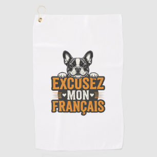 Excusez Mon Franais French Bulldog Vintage Golf Towel