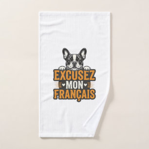 Excusez Mon Franais French Bulldog Vintage Hand Towel