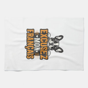 Excusez Mon Franais French Bulldog Vintage Tea Towel