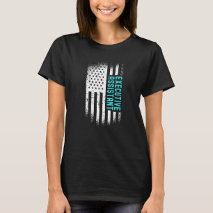 Executive Assistant With American Flag T-Shirt