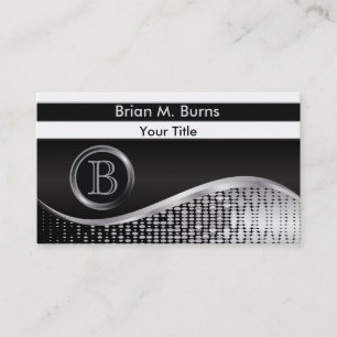 Executive Black and Silver Monogram Business Card