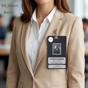 Executive Black Leather Custom Logo Photo ID Badge
