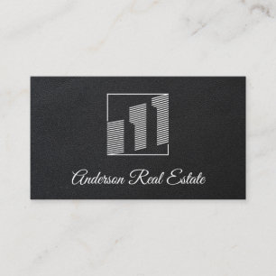 Executive Black Leather   Realtor   Building Icons Business Card