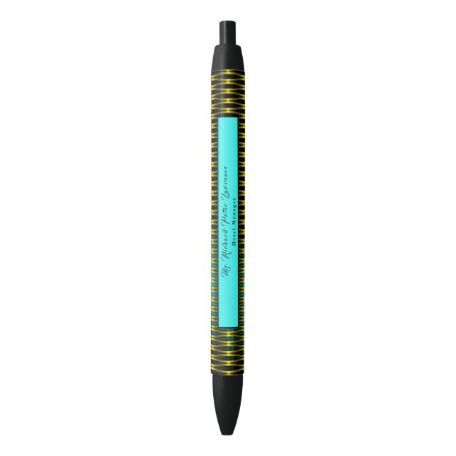 Executive Blue Gold Design Black Ink Pen (Front Vertical)