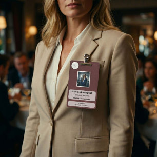 Executive Burgundy Wine Leather Custom ID Badge