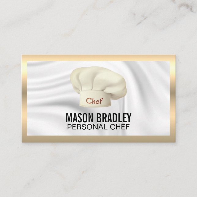 Executive Chef | Culinary Hat Metallic Business Card (Front)