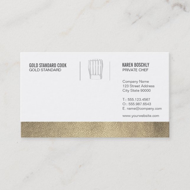 Executive Chef Gold Leather Trim Business Card (Front)