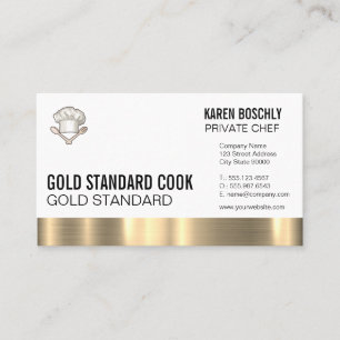 Executive Chef Hat Gold Metal Trim Business Card