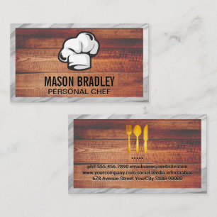 Executive Chef Hat   Wood and Marble Frame Business Card
