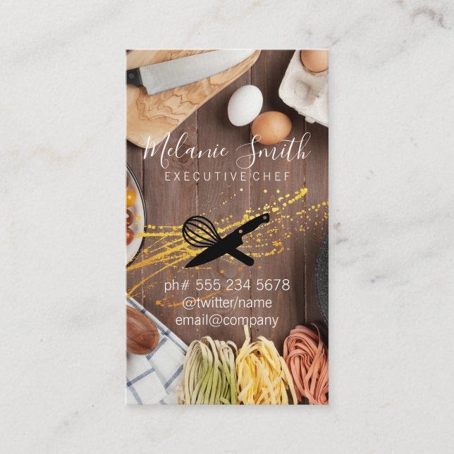 Executive Chef | Kitchen Table Pasta Eggs Business Card (Front)