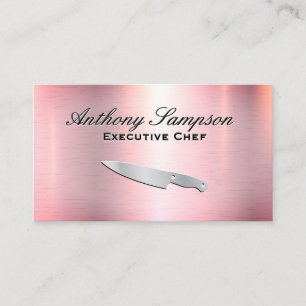 Executive Chef Pink Silver Metallic Business Card