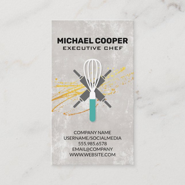 Executive Chef | Rolling Pins and Whisk Business Card (Front)
