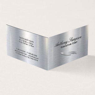 Executive Chef Silver Metallic Gloss Background Business Card