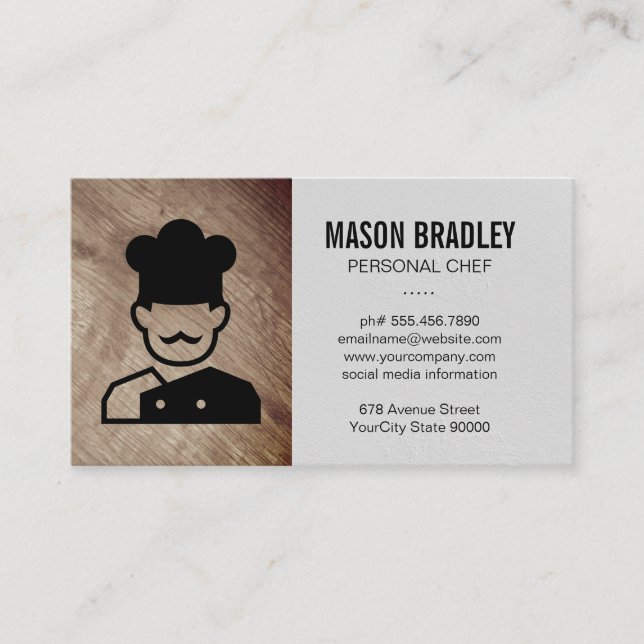 Executive Chef | Wood Background Business Card (Front)