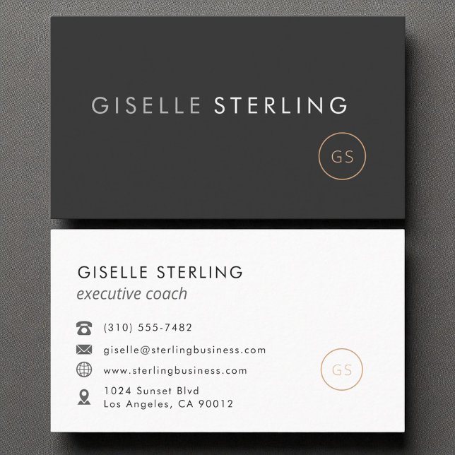 Executive Coach Minimalist Luxury Black Elegant Business Card (Creator Uploaded)