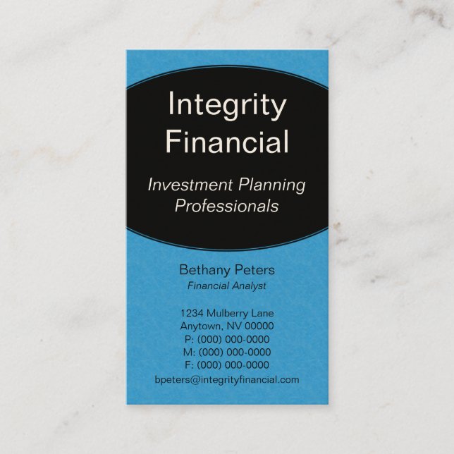 Executive Curves Business Card, Bright Blue Card (Front)