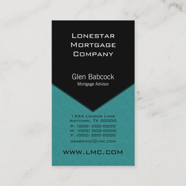 Executive Edge Business Card, Teal Business Card (Front)