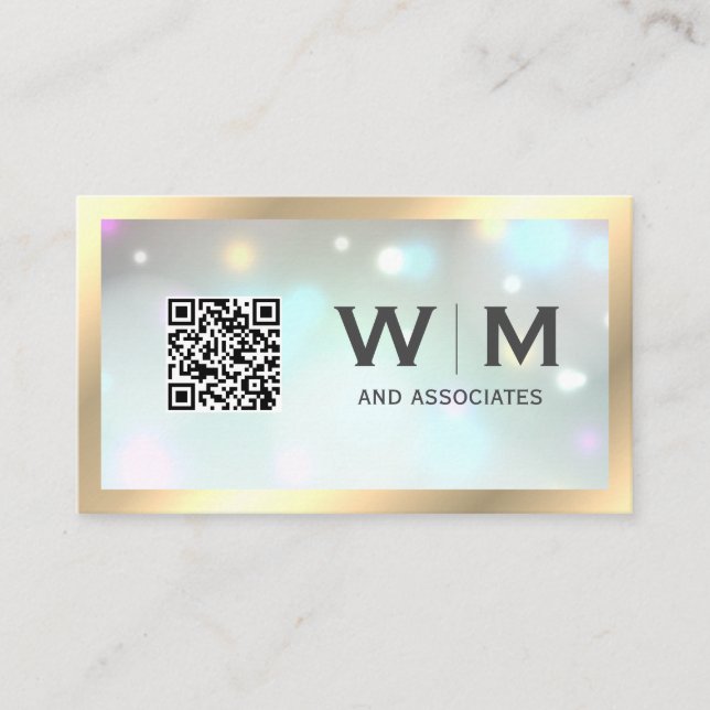 Executive Gold Classic Monogram | QR CODE Business Card (Front)