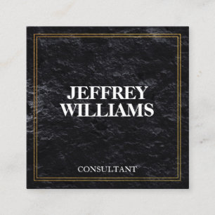 Executive Gold Double Border Slate Black Square Business Card