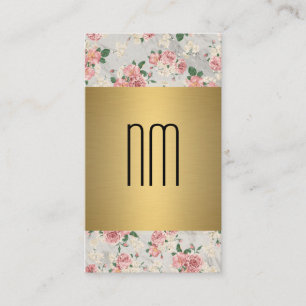 Executive Gold Floral Pattern Series with Monogram Business Card