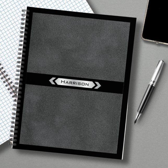 Executive Grey Black Monogram Journal Notebook (A premium notebook designed with sophisticated style for the professional executive )