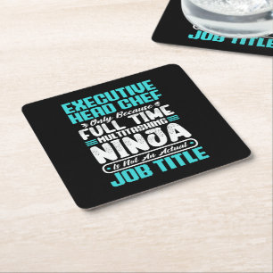 Executive Head Chef Job Title Profession Skills Square Paper Coaster