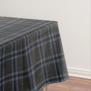 Executive Heritage Plaid Luxury Charcoal & Navy Tablecloth