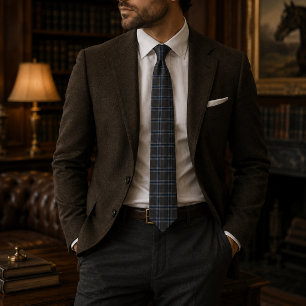 Executive Heritage Plaid Luxury Charcoal & Navy Tie
