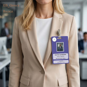 Executive Indigo Violet Leather Custom Logo Photo ID Badge