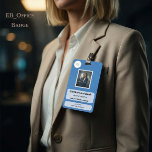 Executive Light Blue Leather Custom Logo Photo ID Badge
