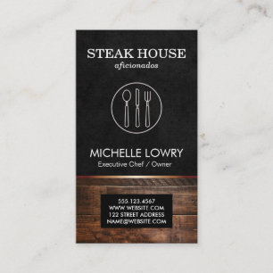 Executive Lux Black Silverware and Wood Business Card