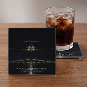 Executive Luxury Jet Arrival After Hours Glass Coaster